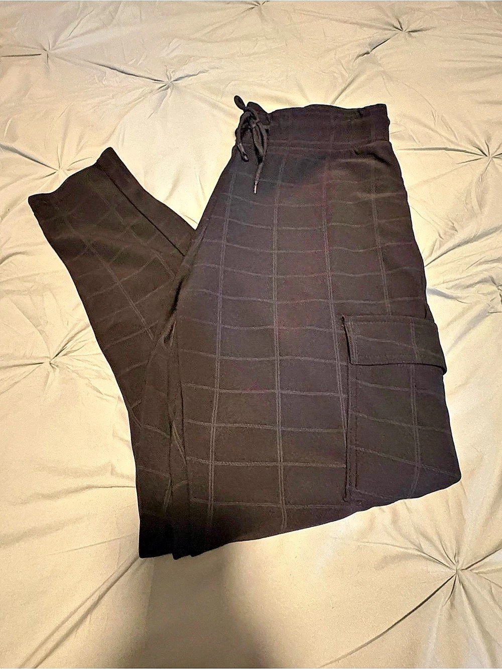 MAZE Women’s Black Checkered Cargo Pants Like New